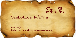 Szubotics Nóra névjegykártya